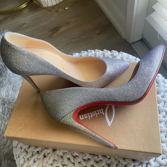 Christian Louboutin Pigalle Follies 100mm Glitter Mini Degrade - Drage Silver - Picture 2 of 15